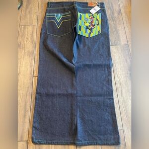 COOGI Men's Dark Blue Jeans with Vibrant Pocket Design Vintage Nwt Mens 42